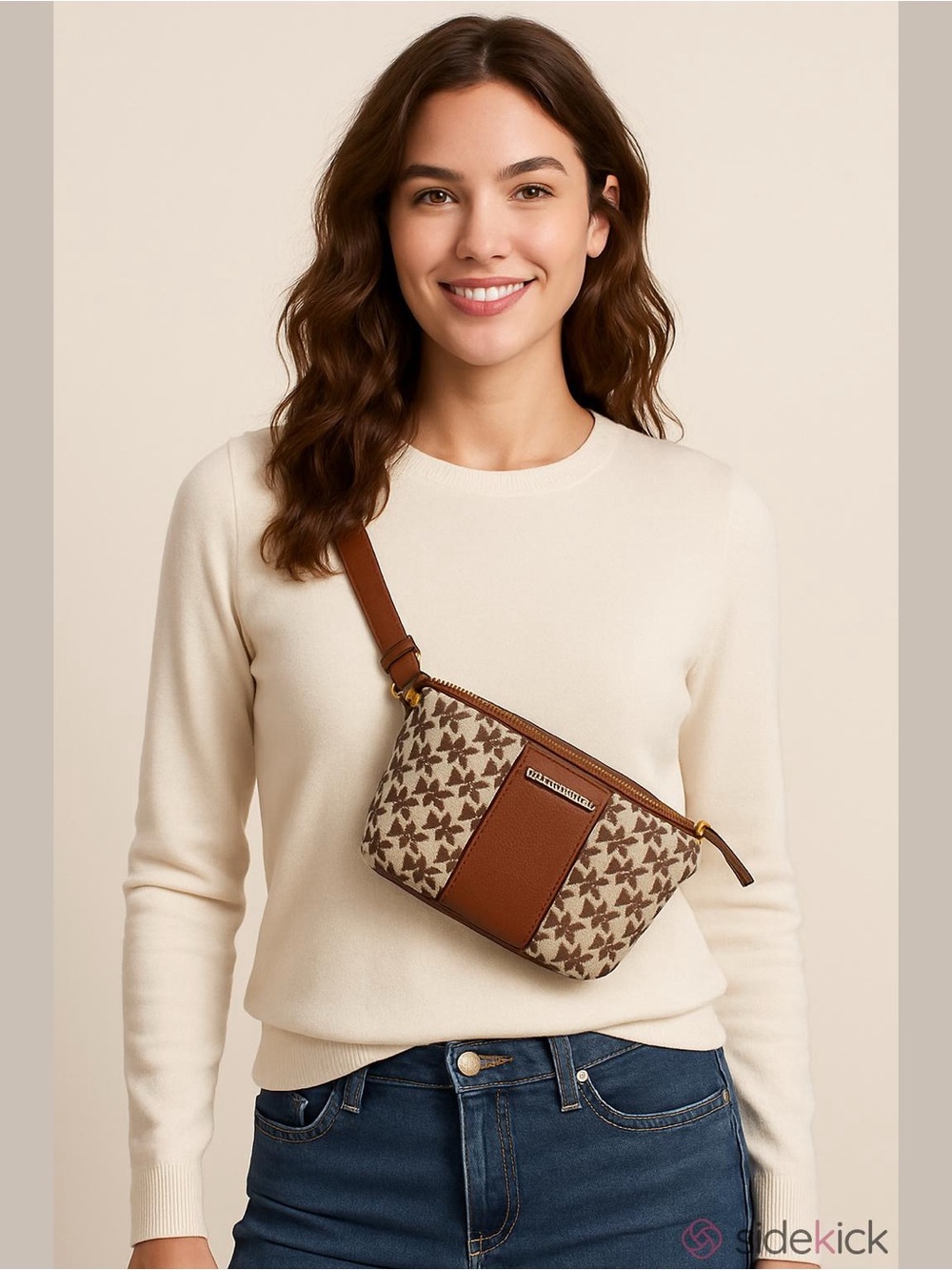 Michael Kors Signature Logo Belt Bag / Fanny Pack in the Classic Brown & Tan! - Picture 14 of 14